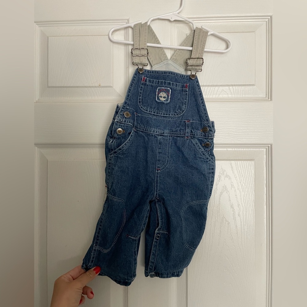 Timberland Baby Denim Cotton Overalls 6-9 Months Blue Jean Adjustable Straps